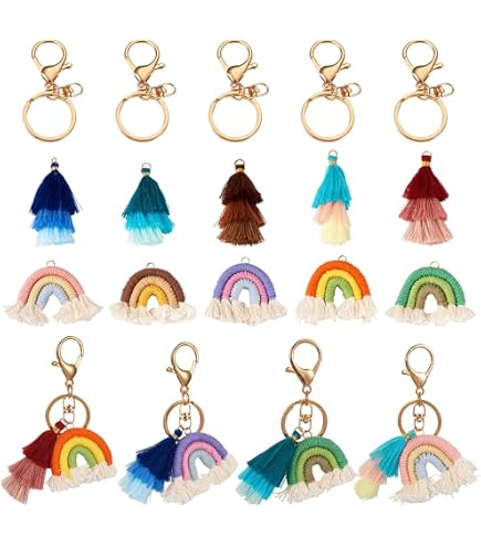 CHICIEVE, Mini Kit Di Portachiavi In Macramè, Con Nappe, Realizzato A Mano Per Auto Portachiavi Portafogli Regalo Di Nozze 4 Pezzi 103403119