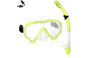 Amiable Maschera Snorkeling, Maschera Subacquea Adulti Maschera e Boccaglio Snorkeling, Maschera Mare Anti-Fog & Anti-Perdite Panoramica 180° Maschera Sub