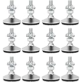 Drenky Adjustable Levelling Feet, 12 Packs M10x30mm Metal Furniture Leveler Heavy Duty Thread Glides with T-Nuts and Screw Nu