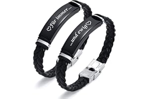 FLHEART Partner Armbänder Freundschaftsarmband Herren Damen - Verstellbare Leder Pärchen Armband für Männer Frauen Geschenk Für Geburtstag Valentinstag Personalisierte Armbänder für Paar und Bester Freund