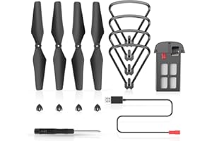 Wipkviey T6 Kit di ricambio per il drone con protezione dell'elica, lama di ricambio, cacciavite, 1 batteria al litio ricaricabile modulare da 3,7V, 1200 mAh, cavo di ricarica