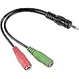HAMA Adattatore Audio Jack 3,5mm 4 Poli Maschio/2x Jack 3,5 mm Femmina, Nero/Verde/Rosa