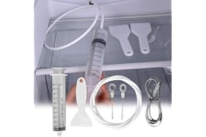 SJBAUTYO 6 Kit Pulizia Frigorifero, Spazzolas Frigorifer 1.5m + Siringa da 100 ml + Tubo Pulizia Frigorifero + Raschietto Frigorifero Antighiaccio + 2 Insertis di Foro di Scarico, Kit Pulisci Tubi Frigorifero