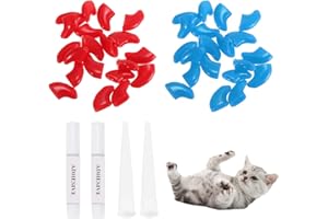 BASTOUR Gatos Cubreuñas, Cápsulas de Uñas Coloridas para Gato, Fundas de Garras Suave para Gatos, Cat Nail Cover Protector, con Aplicadores Adhesivos, Anti Scratch Protector Covers, S, 40 Piezas