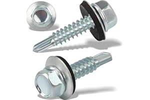 NENULL 120 pcs Tornillos Autotaladrantes 5.5x25MM Tornillos Roscachapas Tornillo Panel Sandwich Tornillos Autorroscantes Metal para Panel Sandwich Tejado, Chapas Metalicas, Tejado, Aluminio (Plata)