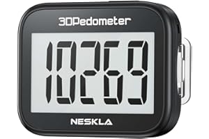 3D Pedometer for Walking, Simple Step Counter with Large Digital Display, Step Tracker with Removable Clip Lanyard, Accuratel
