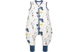 MIKAFEN Baby Schlafsack Winter mit Füßen 2.5 Tog 100% Baumwolle Kinder winterschlafsack für Jungen und Mädchen 80cm/Höhe85-95cm,Dinosaurier