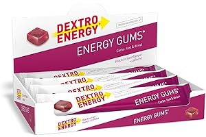 Dextro Energy | Energy Gums | Blackcurrant + Caffeine | Pocket Size Energy on the Go | For active lifestyle | Great taste | Vegan | 8 x 45 g