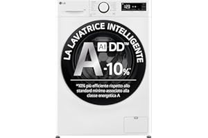 LG AI DD F2R3S09NSWB Lavatrice Slim, Carica Frontale, Lavatrice 9kg, Classe A -10%, 1200 giri, Lavaggio a Vapore, AI Wash, Motore Inverter Direct Drive, Smart Diagnosis, Libera Installazione, Bianca