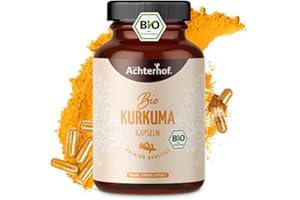 VOM-ACHTERHOF Capsule di curcuma biologiche | 180 pezzi | 4800 mg di curcuma per dose giornaliera | radice di curcuma appena macinata di qualità biologica | vegana | vom Achterhof
