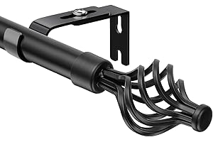 DAKEPOLE Tringles à Rideaux Noir, 60-280 cm Tringle à Rideaux Extensible avec Embout Décoratif Amovibles, Diamètre 25 mm, Épissage des Tringles à Rideaux pour Fenêtre de Cuisine Chambre Bureau
