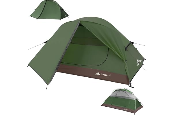 Forceatt Tente 2-3 Personnes en 4 Saisons | Idéal pour Le Camping, La Randonnée | Portes Doubles,Imperméable, Coupe-Vent, Facile à Installer et à Transporter | 4 Couleurs et 2 Tailles.