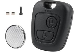 WISESURF 1 Pcs 2 Button Car Key Fob Cover Replacement, with 2Buttons 1Battery, Car Remote Control Key Case Shell Compatible with Peugeot 107 207 307 407 Citroen C1 C2 C3 C4 C5 Xsara Picasso Berlingo, No Blade