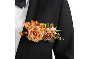 ‎LING'S MOMENT Ling's moment Single Pocket Boutonniere für den Bräutigam, künstliche Blumen für Hochzeitsdekoration/Abschlussball/Heimkehr/Abschlussfeier usw. Terrakotta Orange