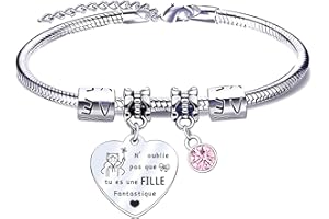 XWXWXW Cadeau Fille Cadeau D'anniversaire Fille Enfant Je T'aime Ma Fille Bracelet Charms Bracelet Fille Cadeau Fille à Ma Fille Cadeau Ado Fille Pendentif Cadeau Anniversaire Fille