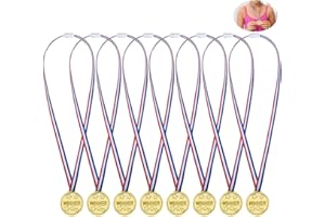 Febbya Medallas para Niños,Medallitas Juguetito de Plástico 24 PCS Ganadores Medallas Oro Mini Olimpiadas con Cordón para Juegos Fiestas Infantiles Prizzes Regalos Premios 4CM