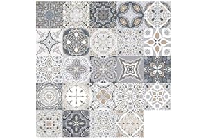 BESTINE 24pcs Adesivi per Piastrelle, Autoadesivi Impermeabile Adesive Marocchino retrò Stile per Piastrelle Trasferimenti Fai da Te Adesivi per Cucina Bagno Decorazioni(24PCS,20 x 20 cm)