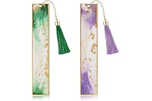 Marque Page, Marque Page Resine,Kaluofan Lot de 2 Marque Page Résine, Signets en Résine de Fleurs Sèches, Main Avec Pompon Mignon Accessoires de Livre Cadeau Pour les Amateurs de Lecture