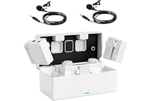 HOLLYVIEW Hollyland Lark 150 Wireless Lavalier Microphone with Charging Case, Lapel Mic with 3 Audio Modes, 18H Battery, 100m Transmission Range, 5ms Latency, Compatible with Camera, Android, PC, White