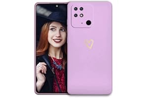 POUHYE Funda para Xiaomi Redmi 10C Carcasa, [Protección de cámara] Case con Moda Love-Heart Patrón Ultra Fina Suave TPU Silicona Carcasa Anti-Choques Anti-Arañazos Funda Violet