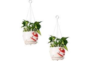 CJMUQHEHH Dos cestas colgantes de macramé para plantas colgantes, colgantes de para interior y exterior, como maceta colgante para plantas, 55 cm de largo, decoración bohemia para balcón