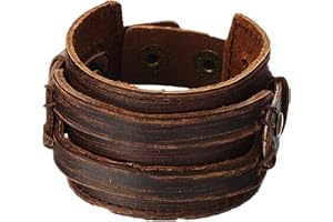 MULBA Brun antikt läderarmband för män, läderband armband handgjorda smycken Sl2256, en storlek, läder, utan_sten, One Size