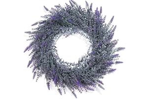 COLORSPEC Corona de lavanda para puerta delantera, corona artificial de primavera y verano de 49 cm, corona de San Valentín, protección UV para todas las estaciones, corona de granja al aire libre