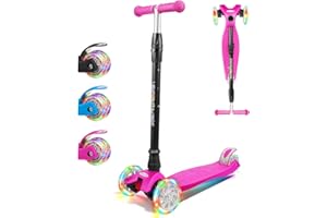 ‎KORIMEFA KORIMEFA Scooter Kinder Roller, Dreiradscooter mit PU LED Räder, Leuchtenden Räder, Faltbarer Höhenverstellbarer KinderRoller, Leicht Belastbarkeit bis 60 kg, ab 3-12 Jahre Junge Mädchen