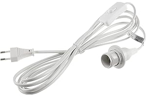 CHILITEC E14 oprawa lampy z kablem 3,4 m prze??cznik sznurkowy I wraz z pier?cieniem monta?owym Ø 40 mm do aba?uru papieru, lamp, gwiazd, lamp, bia?e