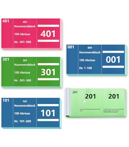 Blocs Numérotés Herlitz 1 à 1000 – 105 X 50 Mm, 20 X 100 Feuilles Détachables, Couleur Bleue