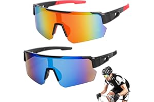 WuGU 2 Pezzi Occhiali da Sole Sportivi, Occhiali da Ciclismo Polarizzati da Uomo e Donna, Protezione UV400 Occhiali per Ciclismo, Motociclismo, Corsa, Sci, Alpinismo, Pesca ECC attività all'Aria