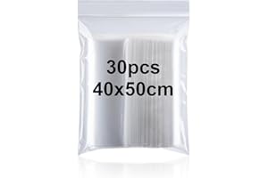 GUANGYUAN Sacchetti in Plastica Trasparente Richiudibili 40 * 50cm 30pezzi Sacchetto Sigillato Borsa con Chiusura a Cerniera, Applicano a Articoli per Bricolage, Deposito di Abbigliamento