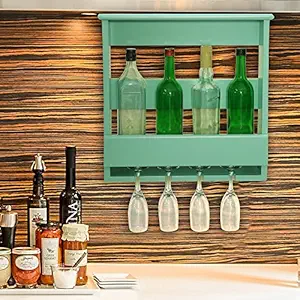 NLFH Contemporary Wall Mounted Wine Rack in Matt Finish Aqua Green