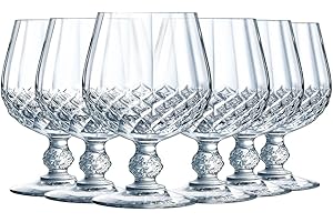 Cristal d'Arques Paris - Collection Longchamp - 6 Verres à cognac 32 cl en Kwarx - Brillance, Transparence et Haute Résistance - Moulures Iconiques - Fabriqués en France