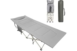 Faazy Folding Camp Bed for adults 500lbs with Cushion, Portable Tent Comfortable Travel Camping Cot for Sleeping, Stronge Thicker Tubes Sleeping Cot Outdoor Travel Office