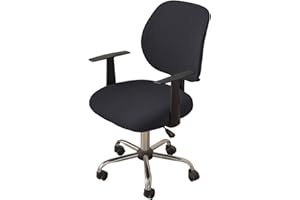 LIFEDX Chair Covers Computer Office Chair Cover,Split Stretch Spandex Seat Slipcover,Corn Silk Fabric Removable Washable Rotating Swivel Chair Protective Covers(No Chair),Dark Grey,1PC