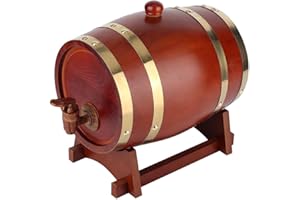 BYARSS Botte per Vino in Legno, Botte per Vino in Legno di Pino Vintage Barilotto per Vino Accessori per Birra Attrezzatura per Birra Fatta in casa 3L(Marrone Scuro)