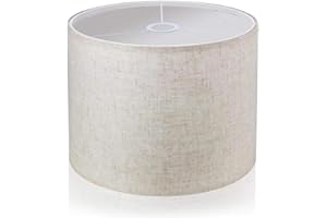 LgowithU Fabric Lampshade, Diameter 30 cm, Medium Drum Lampshade for Table Lamp, Wall Lamp, Bedside Lamp and Floor Lamp, Natural Linen Hard Cover, Handmade, E27 Socket, 12 x 12 x 8 Inches (White)