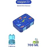 700 ML Tek Kat Sızdırmaz,Karışmaz &Uuml;&ccedil; B&ouml;lmeli &Ccedil;ocuk Beslenme Kutusu -FFB096-700