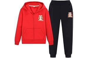 SXSHUN Survêtement Sport Ensemble Fille Pull À Capuche (Sweater+Pantalon) Tenue Vêtement de Jogging