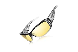 LVIOE Polarized Night Driving Glasses for Women Anti Glare Yellow Lens Wrap Around Rhinestones Trendy Night Vision Glasses