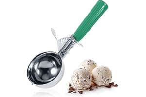 ‎DIOCHE Eisportionierer 6,5 cm, Poliert Edelstahl Eislöffel, Portionierer für Eiscreme, Reis, Melonenkugeln, Plätzchen, Kuchen, Obst, Kartoffelbrei, Teig, Küchenwerkzeug mit Bequeme Kunststoffgriff (Grün)
