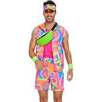 80er Jahre Kostüm-Set Für Herren – Vokuhila-Perücke, Boombox, Sonnenbrille, Kette & Ring | Disco-Look