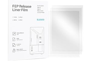 ELEGOO 3pcs FEP per Stampanti 3D LCD Mars 4/ Mars 5/ Mars 5 Ultra, Trasmissione della Luce al 95%, Dimensioni 206×146 mm², Spessore 0,15 mm