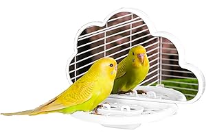 septillar Specchio per uccelli con trespolo, giocattoli per uccelli per parrocchetti, calopsitte, conuri, inseparabili, fringuelli, canarini (Bianco)