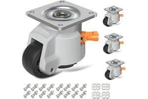 IQWTU 4 Rotelle per Mobili Pesanti Carico 1000 kg, 50MM Ruote Girevoli con Impugnatura a Cricchetto, Nylon Rotelle Piatte Ruote Girevoli Pesanti, Silenziose e Robuste Ruote Pesanti Rotazione a 360°