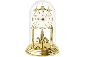 AMS Mantel-Clock with Quartz Movement, Anniversary Clocks from Am J1201 Reloj, Plateado, 19x41x0.68 cm
