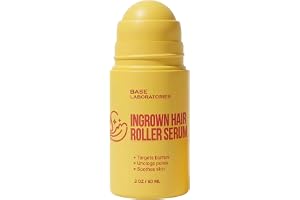 BASE LABORATORIES Roll-on serum mot inåtväxande hår, slät hud & KP | 60 ml, behandling för inåtväxande hår, vård mot raknuppar, bikini, KP-utjämnande serum, aftershave