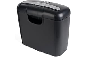 Pavo - Premium 8038770 Paper Shredder up to 6 Sheets, Strip Cut, Credit Card Shredder Including Waste Paper Bin, 10 L, Black