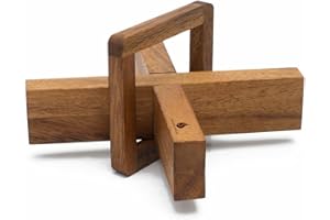 SIAMMANDALAY Mysterious X: 7.7" Giant Wooden 3D Brain Teaser for Adults/Wood Disentanglement Game Da Vinci Puzzle Helicopter Unique Gift Stocking Filler for Boys Gifts for Him Handheld Logic Game STEM Toys